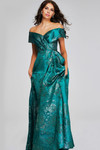 Jovani 40296 Metallic Textured Off-Shoulder Sleeveless Gown