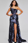 Jovani 40308 Metallic Jacquard One Shoulder Strapless Gown