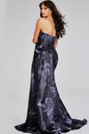 Jovani 40308 Metallic Jacquard One Shoulder Strapless Gown