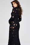 Jovani 40743 Lace Intricate Floral Cutouts Long Sleeve Gown