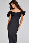 Jovani 41084 Mikado Satin Ruffled Sleeves Off-Shoulder Gown