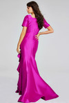 Jovani 41128 Mikado Ruffles Square Neck Short Sleeve Gown