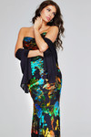 Jovani 42164 Multi-Color Floral Pattern Strapless Long Gown
