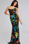 Jovani 42164 Multi-Color Floral Pattern Strapless Long Gown