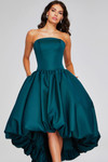 Jovani 42345 Mikado Satin Strapless High-Low Pleated Gown
