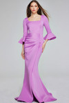 Jovani 42579 Crepe Satin Long Bell Sleeve Square Neck Gown