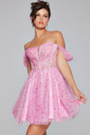 Jovani 38000 Tulle Beaded Ruffle Short Sleeve Short Dress