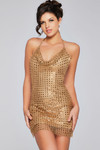 Jovani 39004 Sequin Halter V-Neck High Slit Short Dress