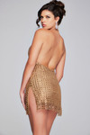 Jovani 39004 Sequin Halter V-Neck High Slit Short Dress