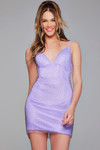 Jovani 39253 Lace Satin Sequin V-Neck Sleeveless Short Dress