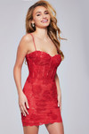 Jovani 39332 Lace Beaded Sweetheart Neck Sheath Short Dress
