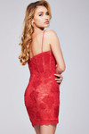 Jovani 39332 Lace Beaded Sweetheart Neck Sheath Short Dress