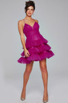 Jovani 39655 Tulle Ruffles V-Neck Sleeveless Short Dress