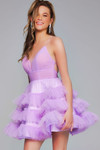 Jovani 39656 Tulle Ruffles V-Neck Sleeveless Short Dress