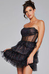 Jovani 39666 Sequin Tulle Embellished Corset Short Dress
