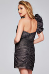 Jovani 39799 Metallic Ruffle One Shoulder Ruched Short Dress