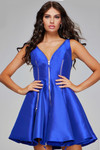 Jovani 39821 Satin V-Neck Sleeveless Zipper Short Dress