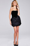 Jovani 39848 Velvet Rosette Strapless Sleeveless Short Dress