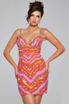 Jovani 39903 Jersey Sequin Embellished V-Neck Short Dress