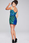 Jovani 39907 Sequin Beaded Embellished V-Neck Short Dress