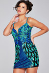 Jovani 39907 Sequin Beaded Embellished V-Neck Short Dress