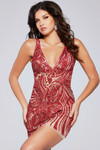 Jovani 39908 Sheer Sequin V-Neckline Sleeveless Short Dress