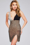 Jovani 39918 Metallic Sequin V-Neck Sleeveless Short Dress