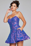 Jovani 39927 Satin Sequin Strapless Sleeveless Short Dress