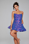 Jovani 39927 Satin Sequin Strapless Sleeveless Short Dress