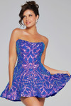 Jovani 39927 Satin Sequin Strapless Sleeveless Short Dress