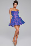 Jovani 39927 Satin Sequin Strapless Sleeveless Short Dress