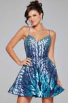Jovani 39928 Satin Sequin V-Neck Sleeveless Short Dress