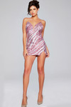 Jovani 39934 Sequin Embellished V-Neck Sheath Short Dress