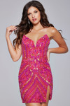 Jovani 40003 Sequin Embellished V-Neck High Slit Short Dress