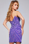 Jovani 40003 Sequin Embellished V-Neck High Slit Short Dress