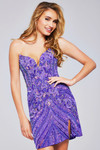 Jovani 40003 Sequin Embellished V-Neck High Slit Short Dress