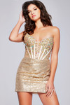 Jovani 40057 Sequin Sheer Embellished Strapless Short Dress