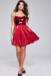 Jovani 40350 Metallic Sequin Embellished Pleated Short Dress