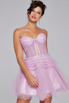 Jovani 40467 Tulle Ruffles Sweetheart Neckline Short Dress