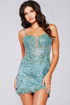 Jovani 40922 Sequin Embellish V-Neck Sleeveless Short Dress