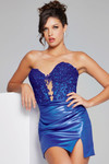 Jovani 40937 Satin Sweetheart Neck Sleeveless Short Dress