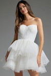Jovani 41054 Tulle Ruffles Strapless Sleeveless Short Dress