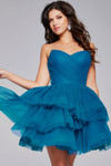 Jovani 41054 Tulle Ruffles Strapless Sleeveless Short Dress