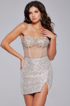Jovani 41090 Sheer Beaded Embellished Sleeveless Short Dress