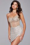 Jovani 41090 Sheer Beaded Embellished Sleeveless Short Dress
