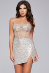 Jovani 41090 Sheer Beaded Embellished Sleeveless Short Dress