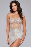 Jovani 41090 Sheer Beaded Embellished Sleeveless Short Dress