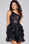 Jovani 42016 Lace Sequin One Shoulder Sleeveless Short Dress