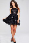 Jovani 42016 Lace Sequin One Shoulder Sleeveless Short Dress