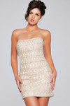 Jovani 42197 Chiffon Beaded Sequin Strapless Short Dress